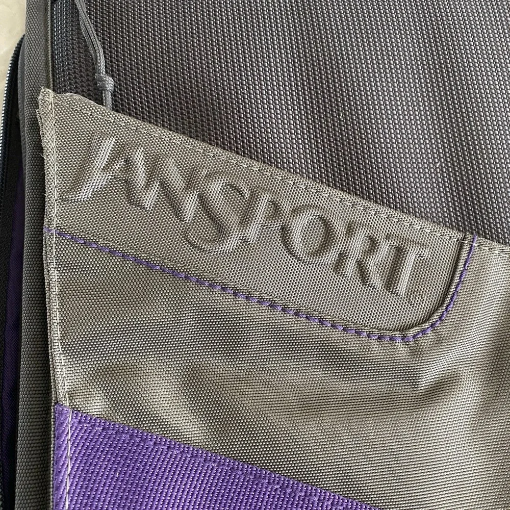 Vintage JanSport Laptop Organizer Bag Gray Purple Briefcase Messenger Bag 90s Y2